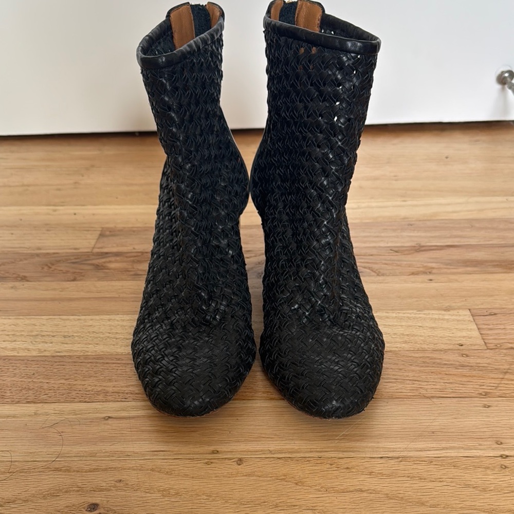 Sézane Black Woven Ankle Boots